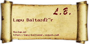Lapu Baltazár névjegykártya